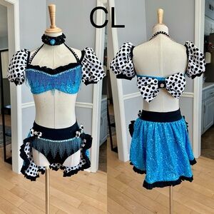 Teal and white costume